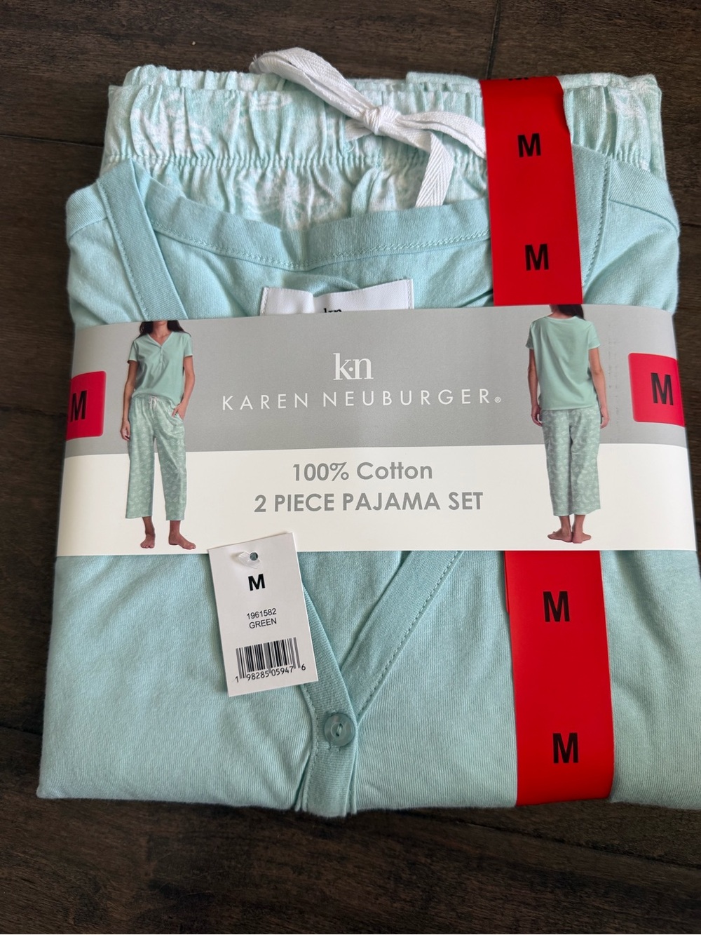 Karen Neuburger Mint Green Cotton 2-Piece Pajama Set
